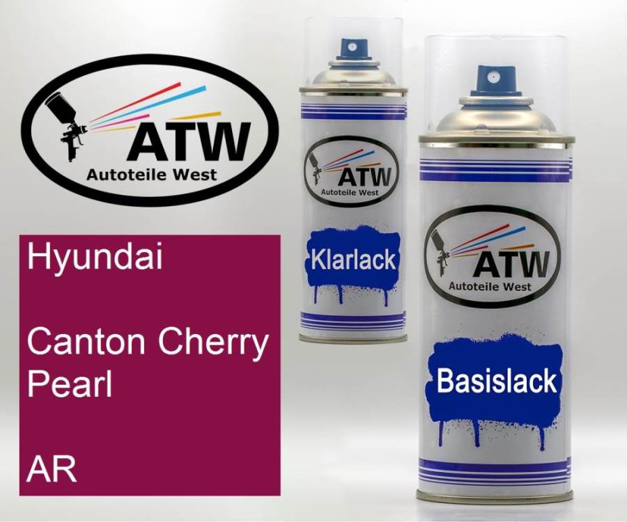 Hyundai, Canton Cherry Pearl, AR: 400ml Sprühdose + 400ml Klarlack - Set, von ATW Autoteile West.